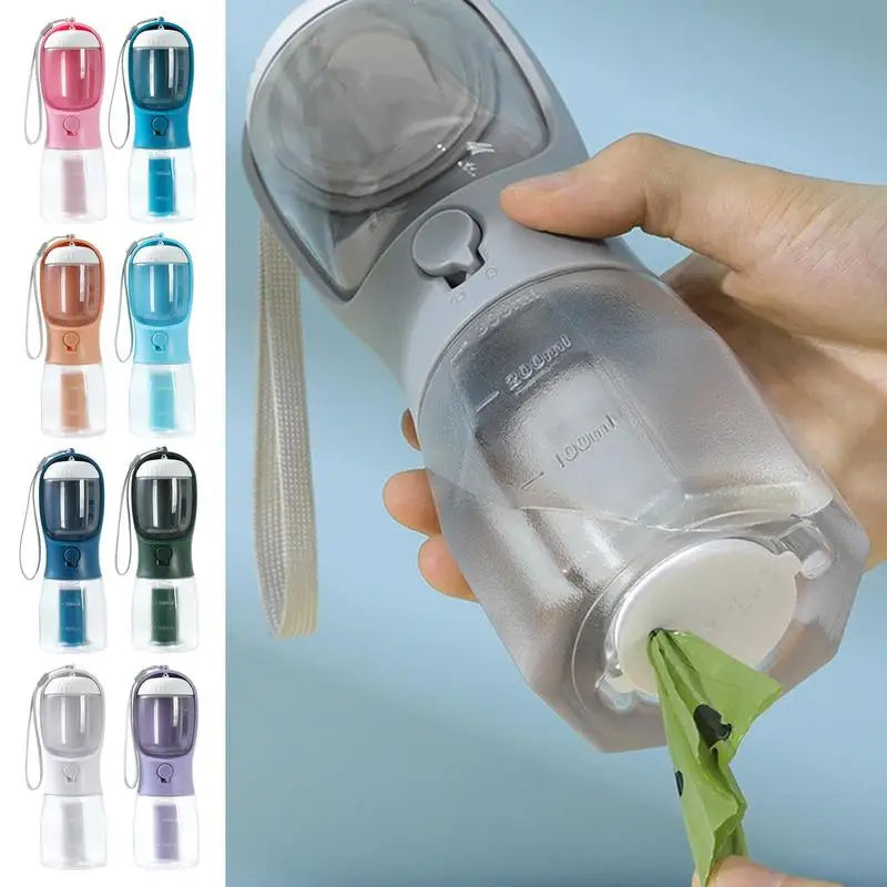 3-in-1 Portable Dog Water Bottle | Water, Food & Waste Bag Dispenser