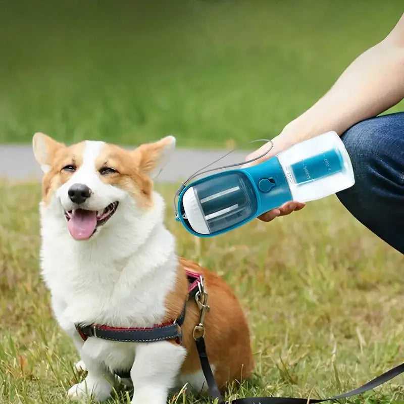 3-in-1 Portable Dog Water Bottle | Water, Food & Waste Bag Dispenser